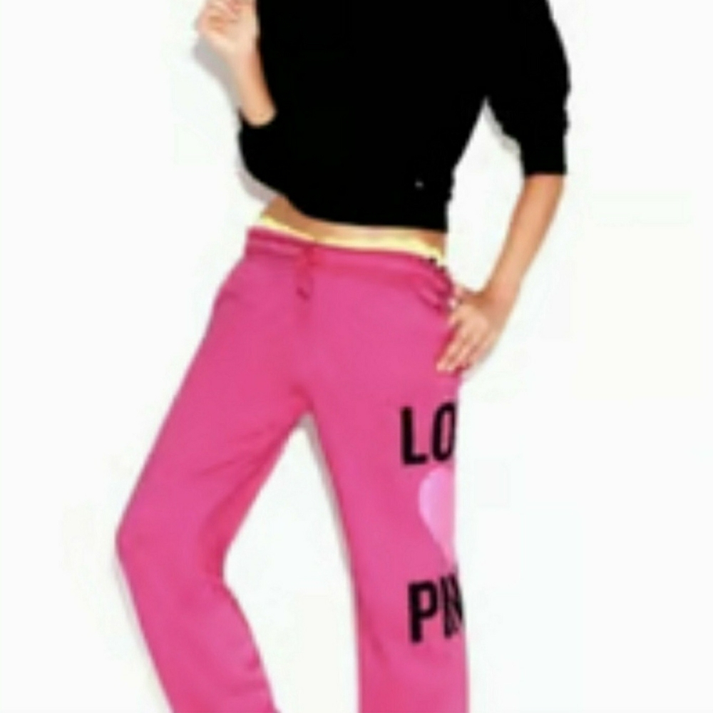 Pink Sweatpants with Black Lettering